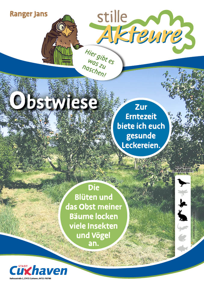 Plakat mit Hinweisen auf Obstwiesen