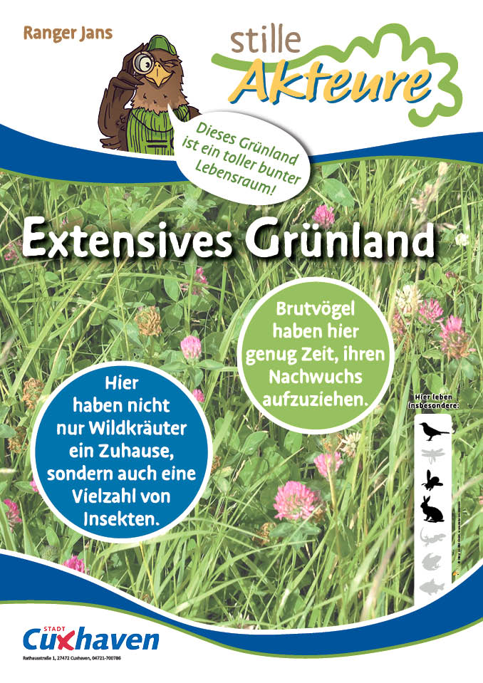 Plakatfoto mit Hinweisen auf extensives Grünland