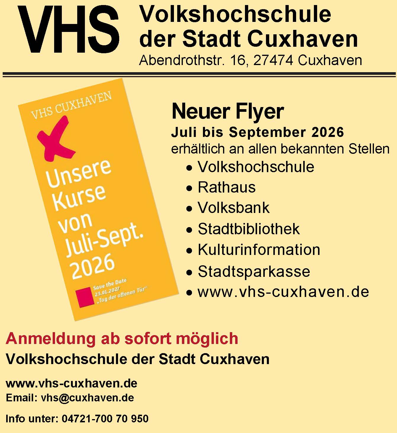 Kurse 3. Quartal 2026 ab jetzt buchbar 