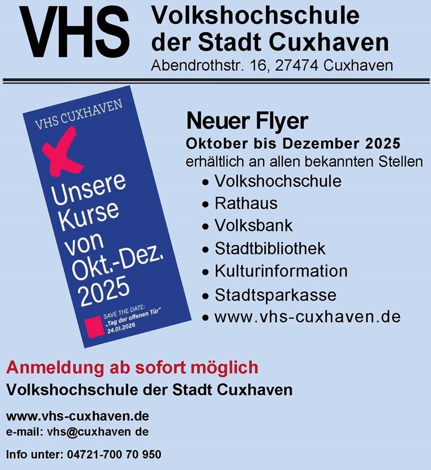 Kursangebot 4. Quartal 2025 Kurse 4. Quartal 2025 ab jetzt buchbar